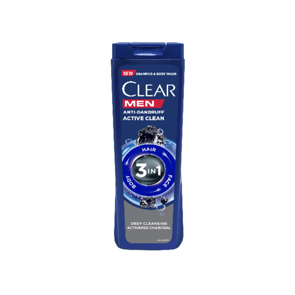 شامپو ضد شوره کلیر آقایان حاوی زغال فعال با عملکرد سه گانه Active Clean