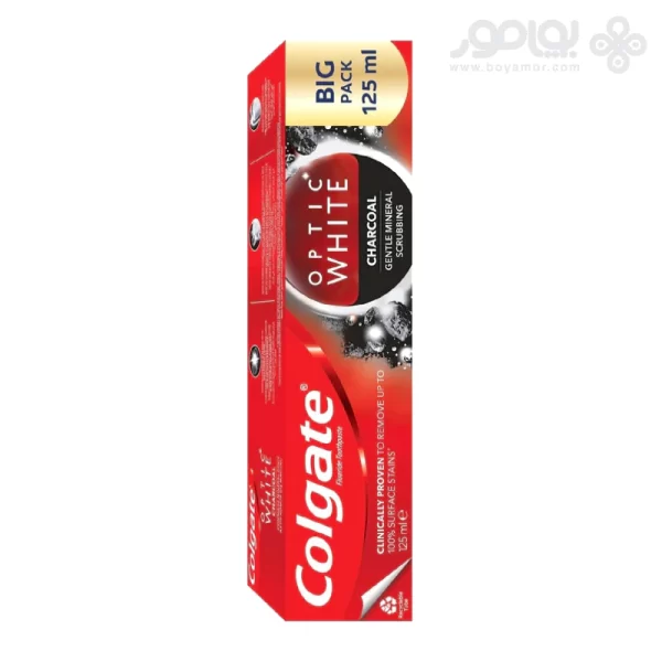 خمیر دندان کلگیت مدل OPTIC WHITE CHARCOAL حجم 125 میل
